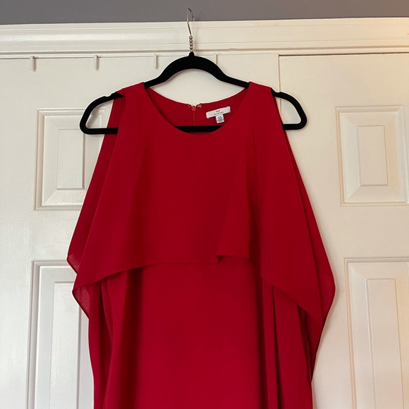 Halston Red drape sleeve dress Large - Picture 5 of 6